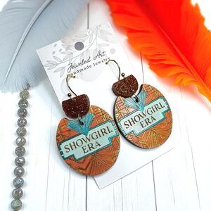 Pre-order Hand-Painted Showgirl Era Inspired Art Deco Glitter Wood Earrings